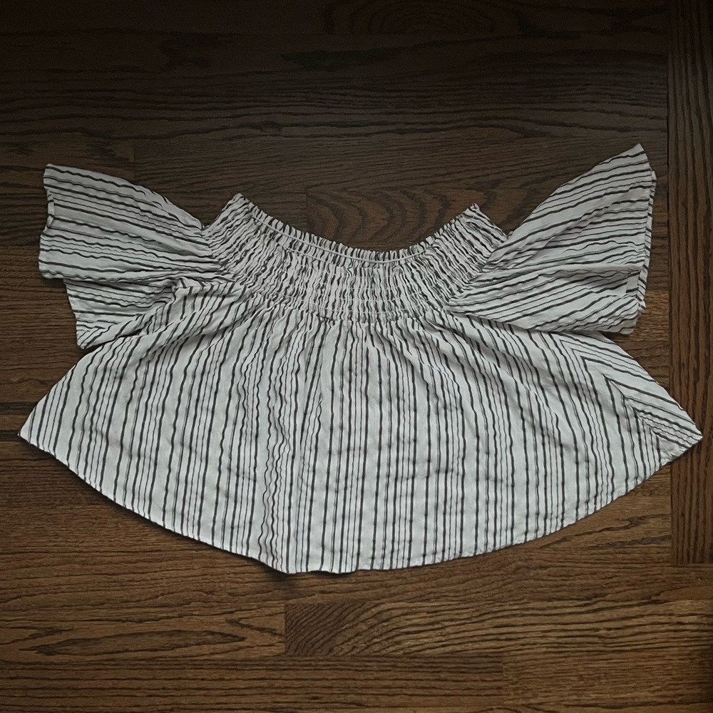 Urban Outfitters Kimchi Blue striped boho off-the-shoulder crop top